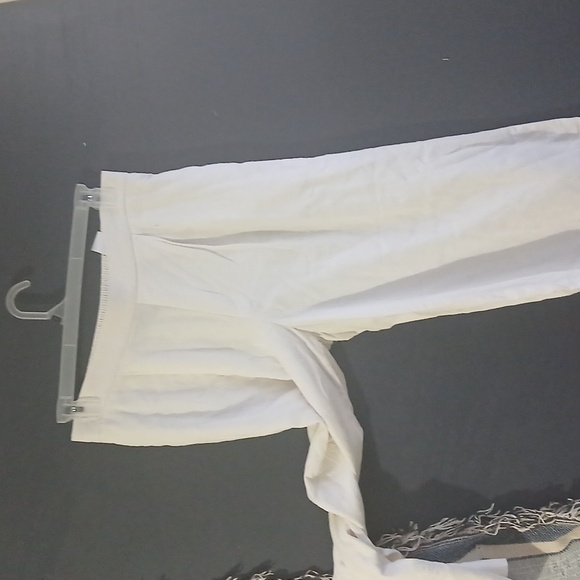 GUC Banana Republic Wide Leg Crop White Linen Blend Pants Size Medium - Picture 3 of 7